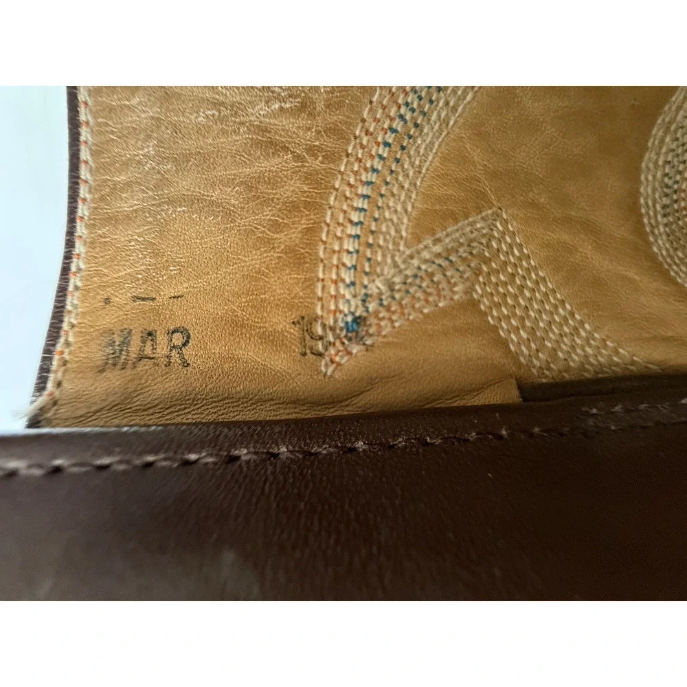 AUSTIN HALL BOOTS Handmade Men’s Brown Leather Western Cowboy Boots - Picture 6 of 15